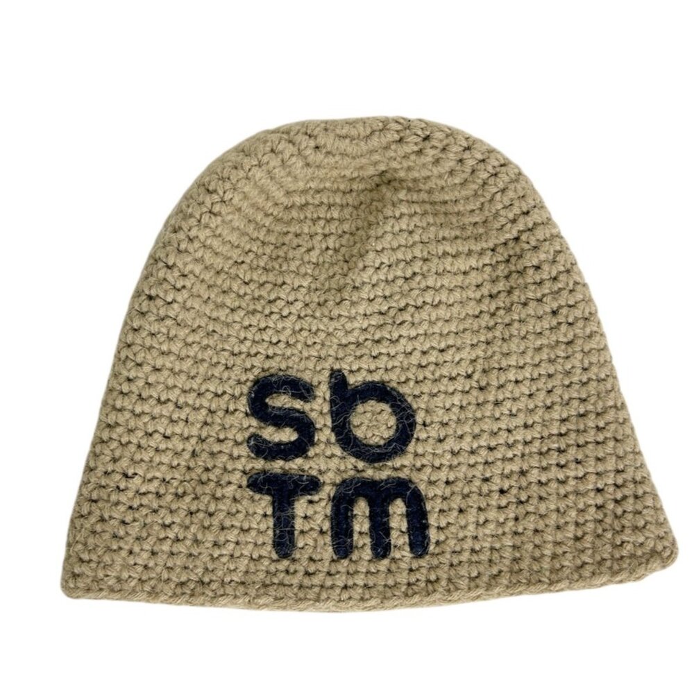 Vintage sb tm Men's Knit Beanie Hat in Tan / Blue - OS